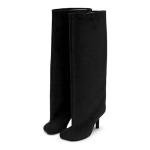 Black Knee High Square Toe Boots for Women