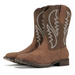 Men's Rollda Square Toe Cowboy Boots in Dark Brown