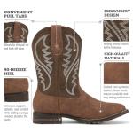 Men's Rollda Square Toe Cowboy Boots in Dark Brown