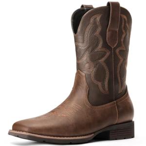 Men's Brown Square Toe Cowboy Boots – Size 10