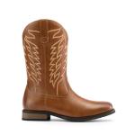 Men's Brown Square Toe Slip-On Cowboy Boots