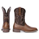Men's Brown Square Toe Cowboy Boots – Size 10