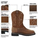 HISEA NINGO Waterproof Square Toe Work Boots for Men
