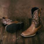 Suokdil Men's Brown Square Toe Cowboy Boots