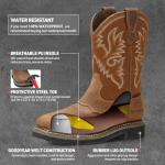 HISEA NINGO Waterproof Square Toe Work Boots for Men