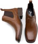 Men's Square Toe Chelsea Ankle Boots - Brown