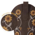 Brown Square Toe Cowgirl Boots with Floral Embroidery