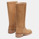 Tan Knee High Square Toe Boots for Women