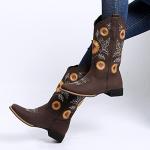 Women’s Square Toe Cowboy Boots with Sunflower Design