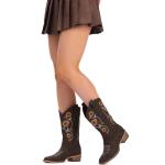 Brown Square Toe Cowgirl Boots with Floral Embroidery