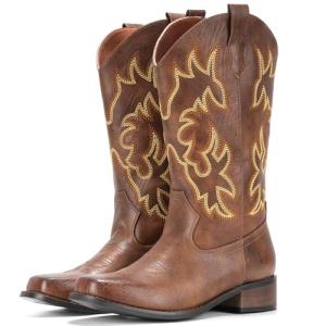 Women’s Square Toe Mid Calf Cowboy Boots