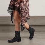 Black Leather Ankle Boots with Square Toe