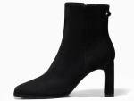 Coutgo Women's Black Square Toe Ankle Booties