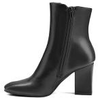 Mysoft Women's Square Toe Chunky Heel Ankle Boots