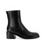Black Leather Ankle Boots with Square Toe