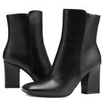 Mysoft Women's Square Toe Chunky Heel Ankle Boots