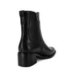 Black Leather Ankle Boots with Square Toe