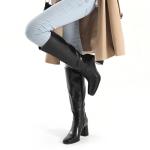 Women's Square Toe Knee High Boots with Chunky Heel