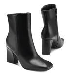 Mysoft Women's Square Toe Chunky Heel Ankle Boots