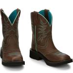 Justin Mandra 8” Chocolate Square Toe Cowgirl Boots
