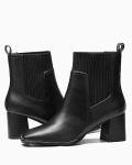 Coutgo Women's Black Square Toe Ankle Boots