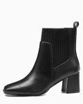 Coutgo Women's Black Square Toe Ankle Boots