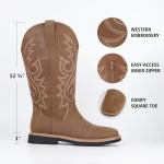 Hawkwell Women's Square Toe Embroidered Cowboy Boots