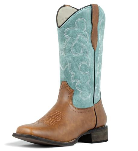 Women's Two-Toned Square Toe Cowboy Boots Size 9
