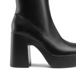 DREAM PAIRS Women's Black Chunky Heel Square Toe Boots