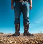 Men's Wide Square Toe Cowboy Boots - Retro Style