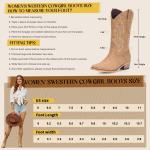 Tan Mid Calf Square Toe Cowboy Boots for Women