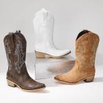 Tan Mid Calf Square Toe Cowboy Boots for Women