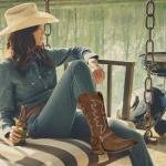 Womens Brown Square Toe Cowgirl Boots US 8