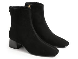 Coutgo Women's Black Square Toe Ankle Boots