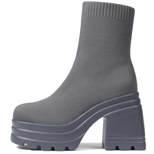 Women’s Chunky Block Heel Square Toe Ankle Boots
