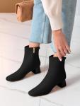 Coutgo Women's Black Square Toe Ankle Boots