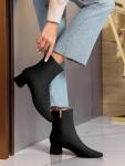 Coutgo Women's Black Square Toe Ankle Boots