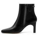 Athlefit Women's Black Square Toe Chunky Ankle Boots