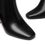Athlefit Women's Black Square Toe Chunky Ankle Boots