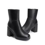 DREAM PAIRS Women's Chunky Square Toe Ankle Boots