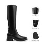 DREAM PAIRS Women's Black Square Toe Knee High Boots