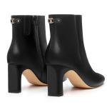 Athlefit Women's Black Square Toe Chunky Ankle Boots