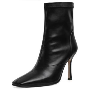 Phefarer Black Square Toe Ankle Boots for Women