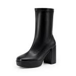 DREAM PAIRS Women's Black Square Toe Gogo Boots