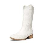 Women's Square Toe Chunky Heel Cowboy Boots