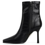Phefarer Black Square Toe Ankle Boots for Women