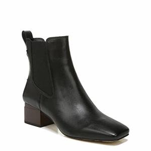 Franco Sarto Women's Black Leather Square Toe Booties