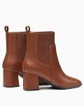 Coutgo Women’s Chunky Heel Dark Brown Ankle Boots
