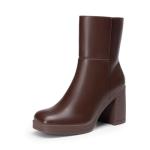 DREAM PAIRS Women's Chunky Square Toe Ankle Boots