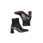 Womens Retro Square Toe Chunky Ankle Booties